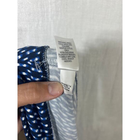 J Jill Wearever Pull On Pants 4X Blue Print Wide Full Leg Smooth Fit Ponte - Picture 8 of 8